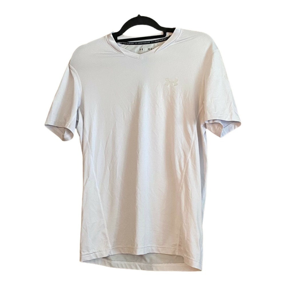 Under Armour HeatGear Mens Size M T‎ Shirt Fitted Short Sleeve Activewear White